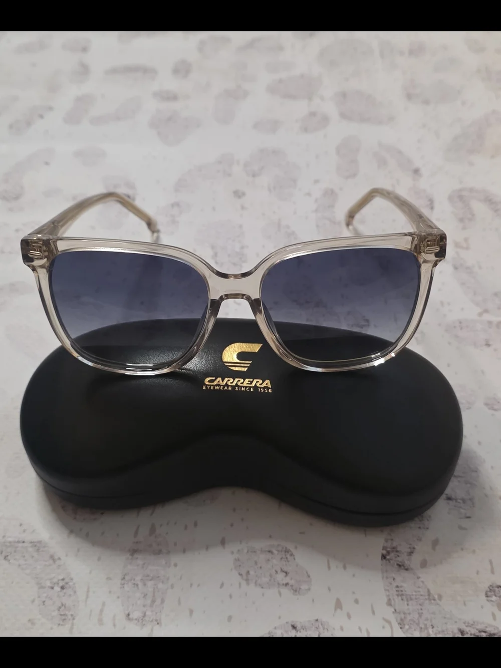 Carrera Women's Clear Frame Sunglasses with Blue Gradient Lenses